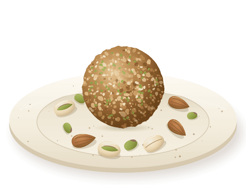 Pistachio Almond bite on a plate with pistachios and almonds