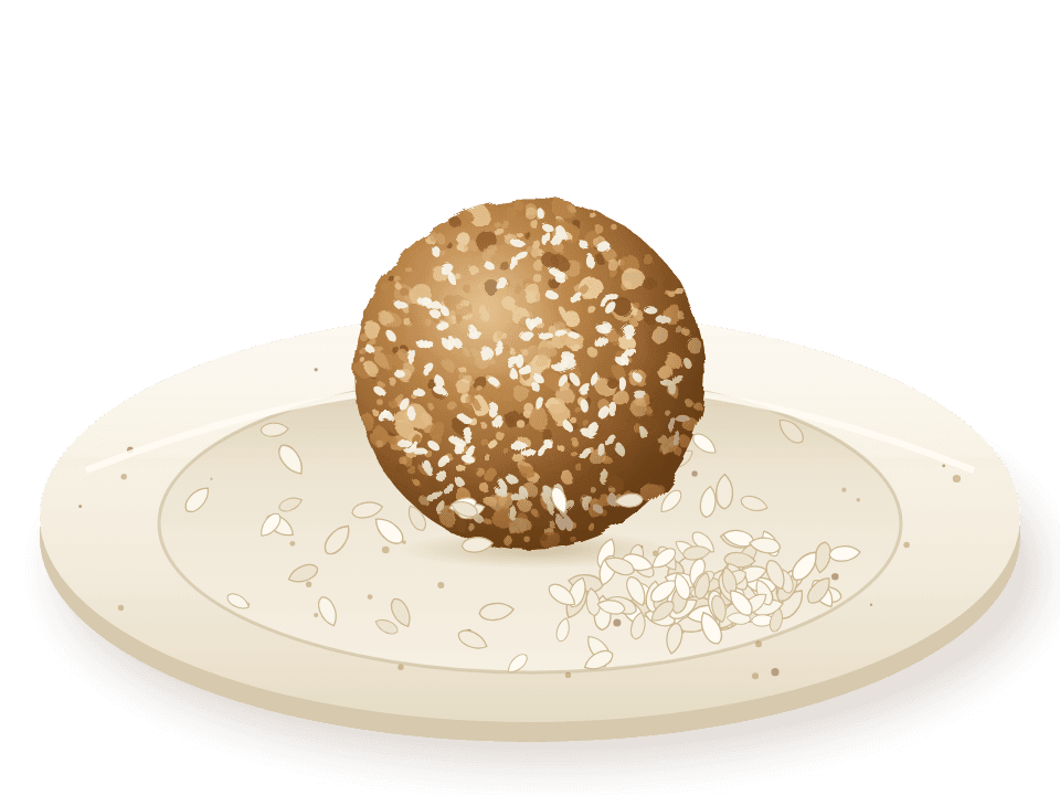 Sesame bite on a plate with sesame